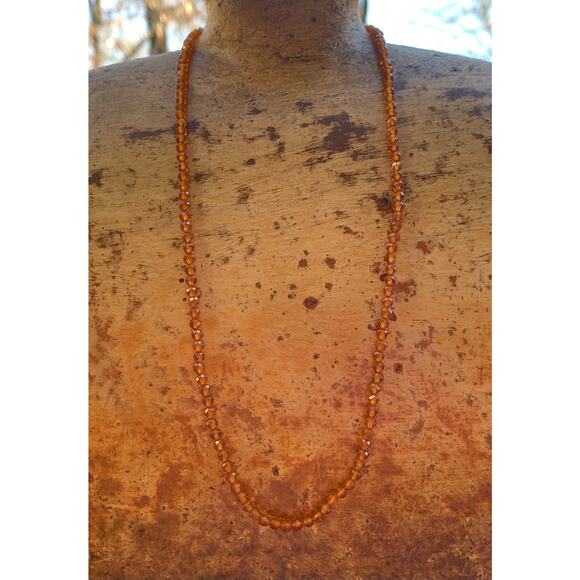 Hessonite Garnet and Sterling Silver Dainty Beaded Necklace, Made in India - Picture 5 of 5